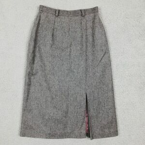 Vtg Newport Womens Skirt Wool Blend Pencil Gray Straight Below Knee 3